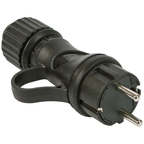 Fiche Schuko noire avec bague 16A 250V IP44 pour Système EIVA Noir (1/5)