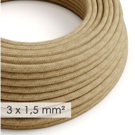 Câble électrique large 3x1,50 rond - Jute RN06 - 50 mètres
