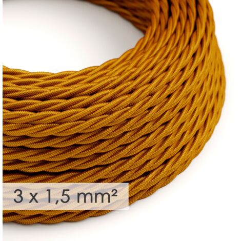 Câble électrique tressé de section 3x1,50 - tissu effet soie Gold TM05 - 1 mètre (1/2)
