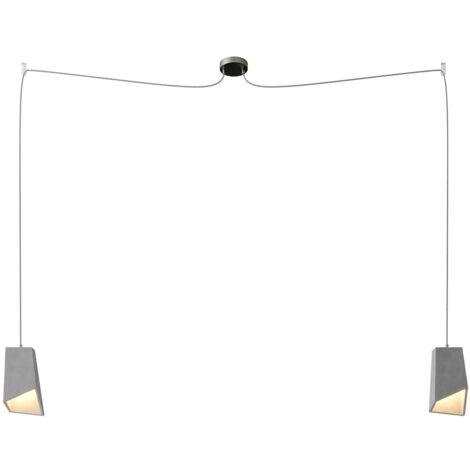 Spider - Lampe suspension multiple 2 bras Made in Italy avec câble textile et abat-jour en béton Monté - Avec ampoule - Prisma - Effetto Cemento - Matter ON/OFF (1/5)
