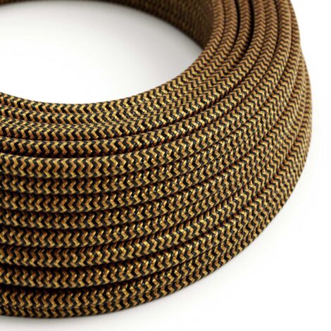 ZigZag en carbone noir et or - L'original des câbles créatifs, pour lampes raffinées - RZ24 - 50 mètres
