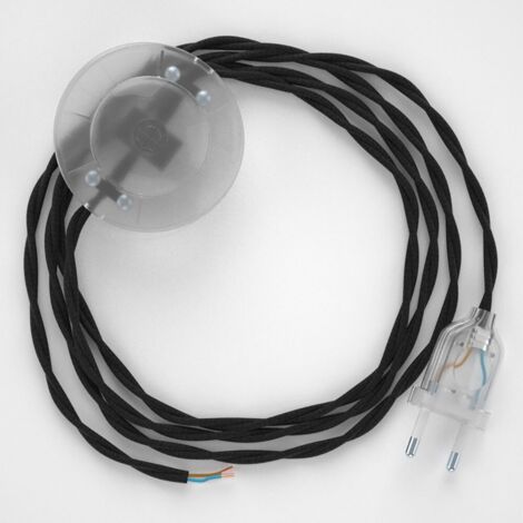 creative cables - Câblage pour lampadaire, Câble TC04 Coton Noir 3 m. Choisir la couleur de l'interrupteur et de la prise. - Transparent (1/5)