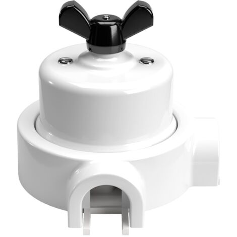 Kit interrupteur/va et vient avec écrou papillon et socle pour Creative-Tubes en porcelaine blanche  Noir - 2