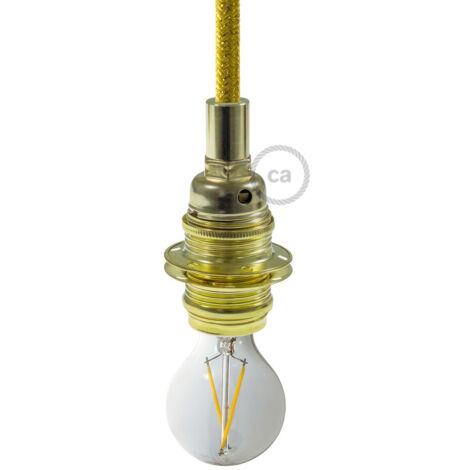 Kit douille E14 en métal avec écrou double bague pour abat-jour  Cylindrique - Laiton