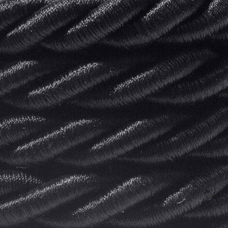 Corde XL, câble électrique 3x0,75. Revêtement en tissu noir brillant. Diamètre 16mm. (1/4)