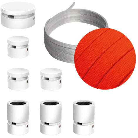 Filé Linear System Kit - avec 5 m de câble caténaire et 7 éléments en bois peints en blanc pour une utilisation en intérieur (1/4)