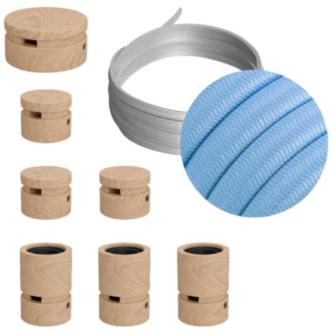 Kit système linéaire Filé - avec 5 m de câble caténaire et 7 éléments en bois pour l'intérieur (1/5)
