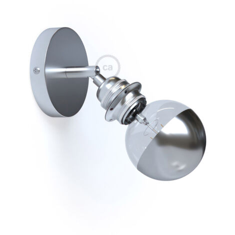 Fermaluce Métal 90°, avec support de lampe fileté E27, source de lumière murale ou de plafond réglable  Avec ampoule - Chromé (1/5)