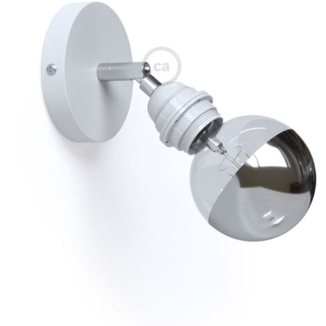 Fermaluce Métal 90°, avec support de lampe fileté E27, source de lumière murale ou de plafond réglable Avec ampoule - Blanc (1/5)