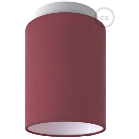 Fermaluce Color avec Abat-Jour Cylindre, pour montage mural ou au plafond Avec ampoule - Blanc - Toile Bordeaux (1/5)
