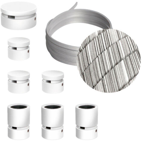 Filé Linear System Kit - avec 5 m de câble caténaire et 7 éléments en bois peints en blanc pour une utilisation en intérieur (1/4)