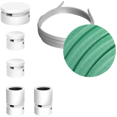 Système Filé Wiggle Kit - avec 3 m de câble caténaire et 5 éléments en bois peints en blanc pour l'intérieur (1/4)