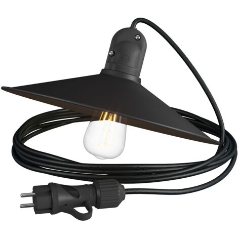 Creative Cables - Lampe Snake Eiva avec abat-jour pivotant, lampe d'extérieur portable, câble textile de 5 m, douille et prise étanches IP65 (1/5)