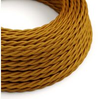 Fil Électrique Torsadé Gaine De Tissu De Couleur Effet Soie Tissu Uni Or TM05 3x0.75 - 1 Mètre