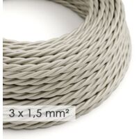 Câble électrique section large 3x1,50 tressé - tissu effet soie Ivoire TM00 - 10 mètres