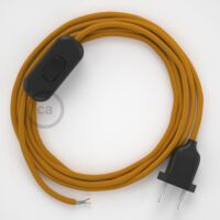 Creative-Cables Câblage pour lampe – (Câble effet soie 1,8 m, 2x0,75 mm² moutarde RM25, fiche, interrupteur noirs) – Conforme aux normes de sécurité – Style et fonctionnalité