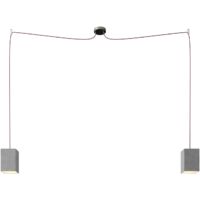 creative cables - Spider - Lampe suspendue multiple avec 2 gouttes Made in Italy complète avec câble textile et abat-jour en béton