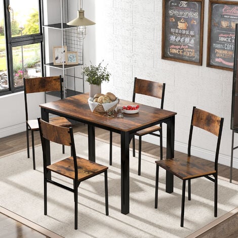 Ensemble Table à Manger Moderne 65 x 105 x 75 cm avec 4 Chaises, Brun