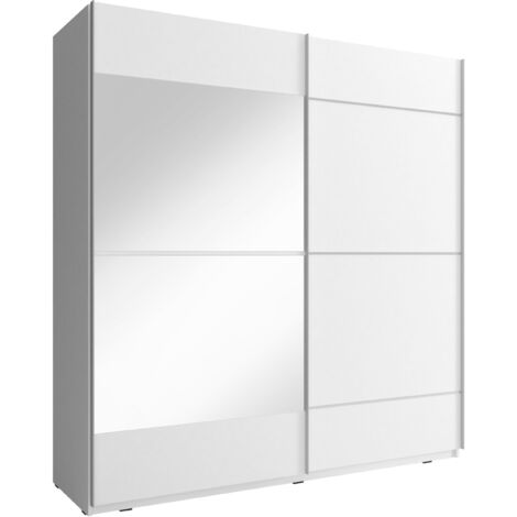 ABIKSMEBLE Pole 150 Armadio da Camera a Due Ante Scorrevoli - Armadio Moderno con Specchio, Barra e Ripiani - 150x240x62 cm (L x A x P) - Sonoma con Estensione