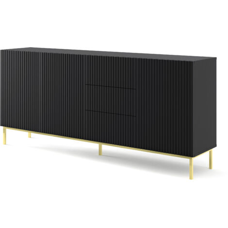RAVENNA B 200 cm 3D3S cassettiera fresata nero opaco + struttura (1/4)