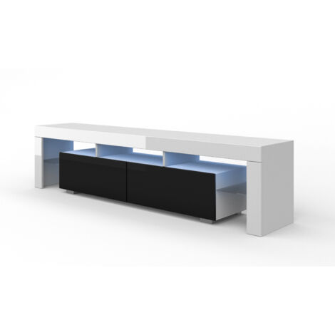 Mobile TV PANAMA 190 cm bianco opaco / nero lucido + LED (1/3)