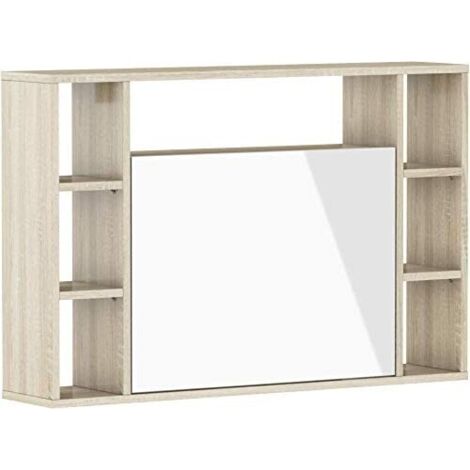 Mobile mensola scrivania pieghevole da parete cm 94 x 62h x 20(chiuso) 62(aperto) frontale bianco lucido struttura rovere sonoma - Bim Forniture