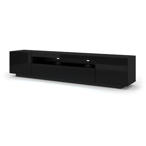 Porta TV AURA 200 cm nero opaco / nero lucido