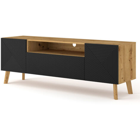 MOBILE TV PORTA TV STAND TV SOGGIORNO LUXI  160x42x56cm ROVERE NERO OPACO (1/5)