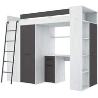 MOBILE LETTO SOPPALCO SCALETTA BAMBINI VERANA L cm h190x120x236 BIANCO GRAFITE