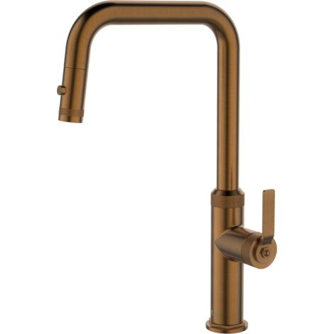 Essebagno Molette Mezclador de fregadero con teleducha extraíble en cobre cepillado