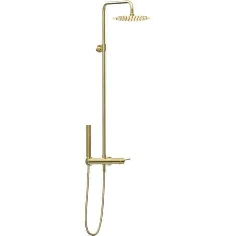 Comprar Columna de ducha redonda monomando dorado cepillado online