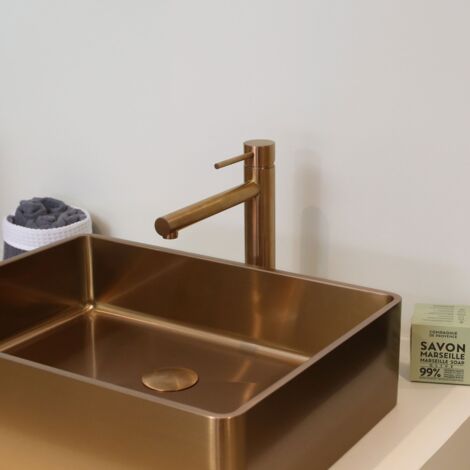 Essebagno Luisa mezclador de lavabo alto en cobre cepillado
