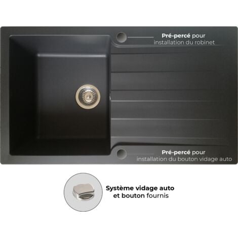 Essebagno Sierra Fregadero de 1 cubeta y 1 escurridor en resina negra