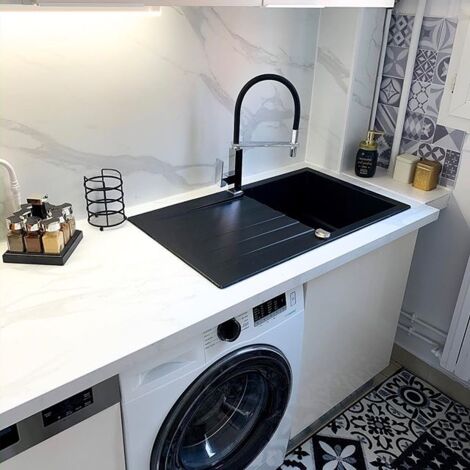 Essebagno Sierra Fregadero de 1 cubeta y 1 escurridor en resina negra
