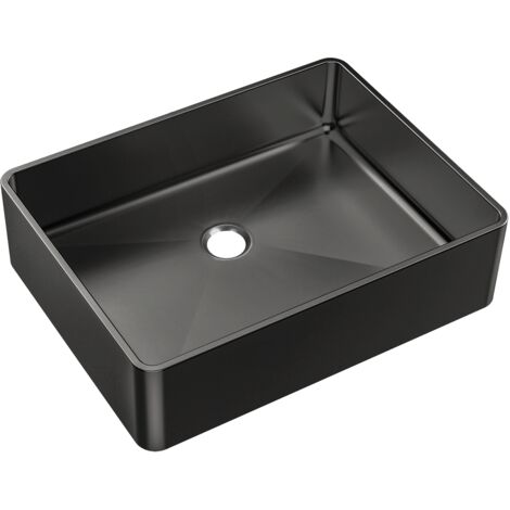 Essebagno Luisa lavabo 48x37 en acero inoxidable gris metálico