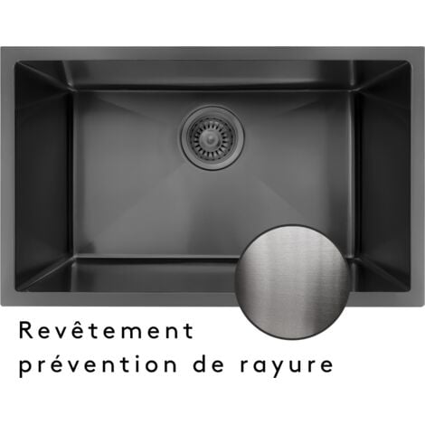 Essebagno Fregadero Luisa 1 cubeta grande 76x45 en acero inoxidable gris gun metal
