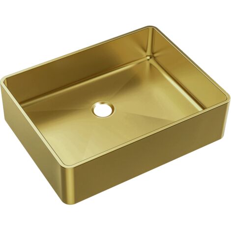 Essebagno Luisa lavabo 48x37 en acero inoxidable oro cepillado