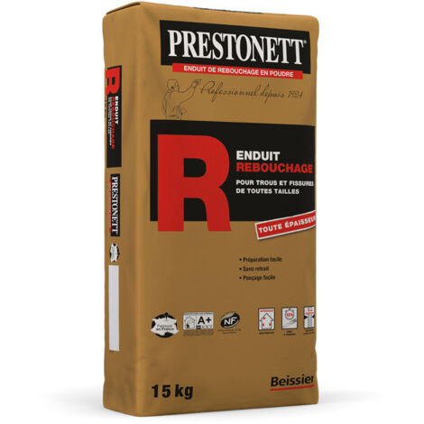 Enduit de Rebouchage Blanc PRESTONETT R en Poudre en Sac 15 KG pour Intérieur