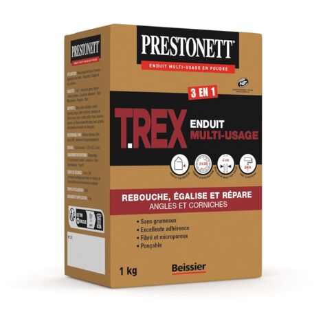 Prestonett – Enduit de lissage extérieur fibré 1 kg – Pour béton et ciment – Épaisseur maximale 4 cm – Finition mate et ponçable