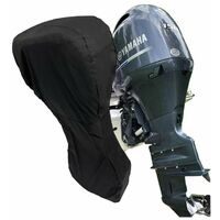 Housse de moteur de bateau, housse de moteur hors-bord en tissu Oxford robuste 420D avec revêtement en PVC, housse de bateau hors-bord compatible avec le noir——60  100HP 200170cm BF