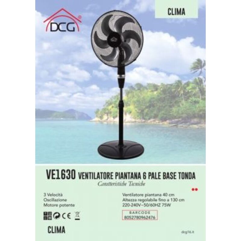DCG Eltronic VE1630 ventilatore Nero