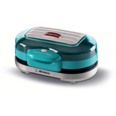 Ariete 205 Party Time Macchina per Hamburger 1200 W Doppie Piastre Antiaderenti 2 Scomparti colore Azzurro