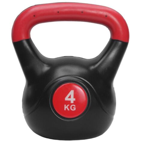 FITPADDY Kettlebell 4 kg Nero e Rosso KB1X4 Attrezzatura Fitness per Allenamento