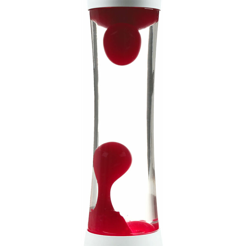 Lampe magma RINGO au design rétro blanc avec cire rouge et liquide clair  H:39 cm R39 G9 - Rouge, transparent, blanc