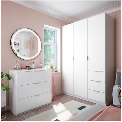 ARMOIRE 3 PORTES ET TIROIRS ANDROMEDA - Blanc