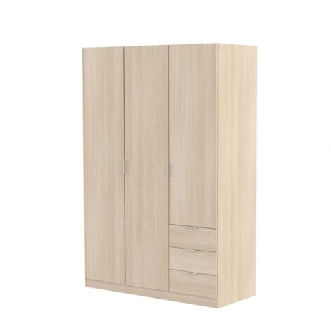 ARMOIRE 3 PORTES 3 TIROIRS NINE - Chêne