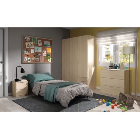 ARMOIRE 3 PORTES 3 TIROIRS NINE - Chêne