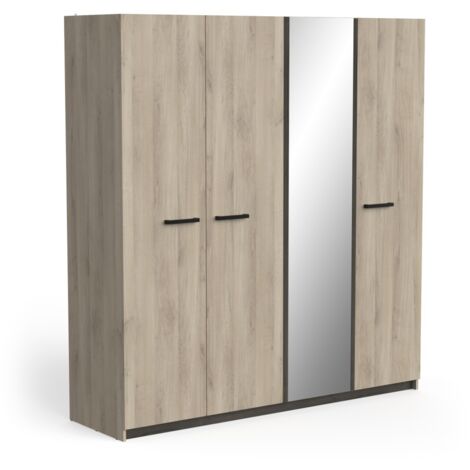 Armoire avec miroir 4 portes Nord Mirror Vicawu - Chêne Kronenberg / Chêne Waterford (1/5)