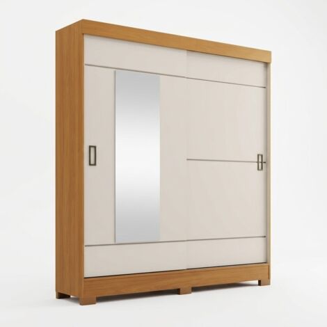 ARMOIRE AVEC TIROIRS BAYRON - Chêne Cannelle Naturel / Beige