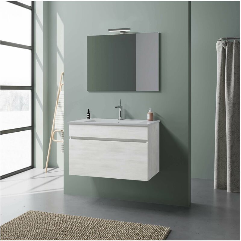 MOBILE BAGNO BOGOTA CM. 80 SOSPESO ROVERE BIANCO